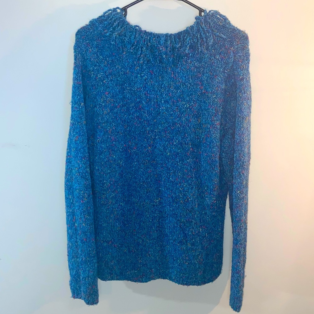 Ruby Rd. Blue Knit Confetti V Neck Sweater - Picture 3 of 4